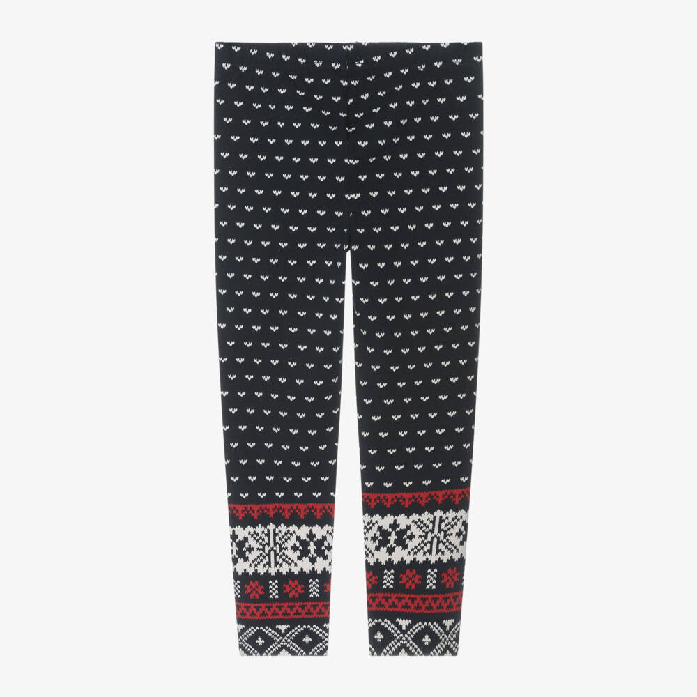 Ralph Lauren-Girls Navy Fair Isle Patterned Tights | Childrensalon Outlet