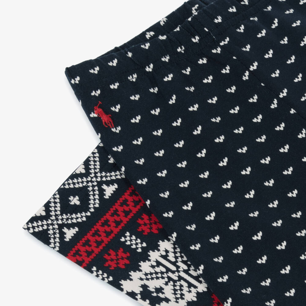 Ralph Lauren-Girls Navy Fair Isle Patterned Tights | Childrensalon Outlet