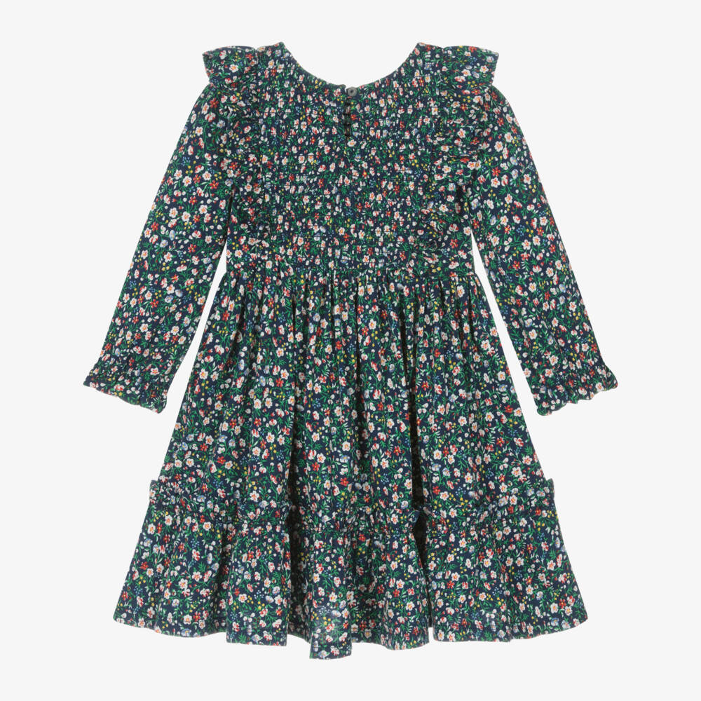 رالف لورين-فستان بطبعة ورود قطن لون كحلي | Childrensalon Outlet