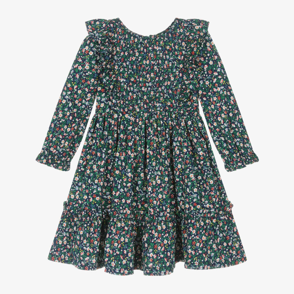 Ralph Lauren-فستان بطبعة ورود قطن لون كحلي | Childrensalon Outlet