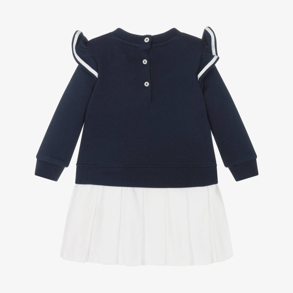 Ralph Lauren-Girls Navy Frill Sweatshirt Dress | Childrensalon Outlet