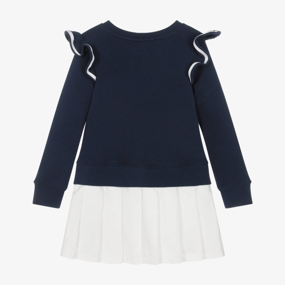 Ralph Lauren-Girls Navy & Ivory Jersey Dress | Childrensalon Outlet