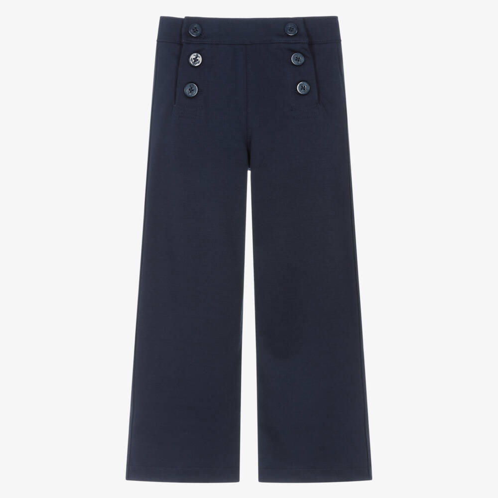 Ralph Lauren-Girls Navy Jersey Sailor Trousers | Childrensalon Outlet
