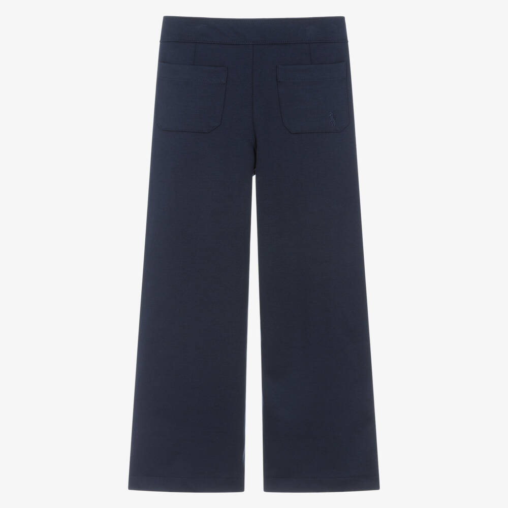 Ralph Lauren-Girls Navy Jersey Sailor Trousers | Childrensalon Outlet