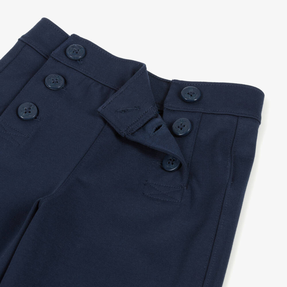 Ralph Lauren-Girls Navy Jersey Sailor Trousers | Childrensalon Outlet