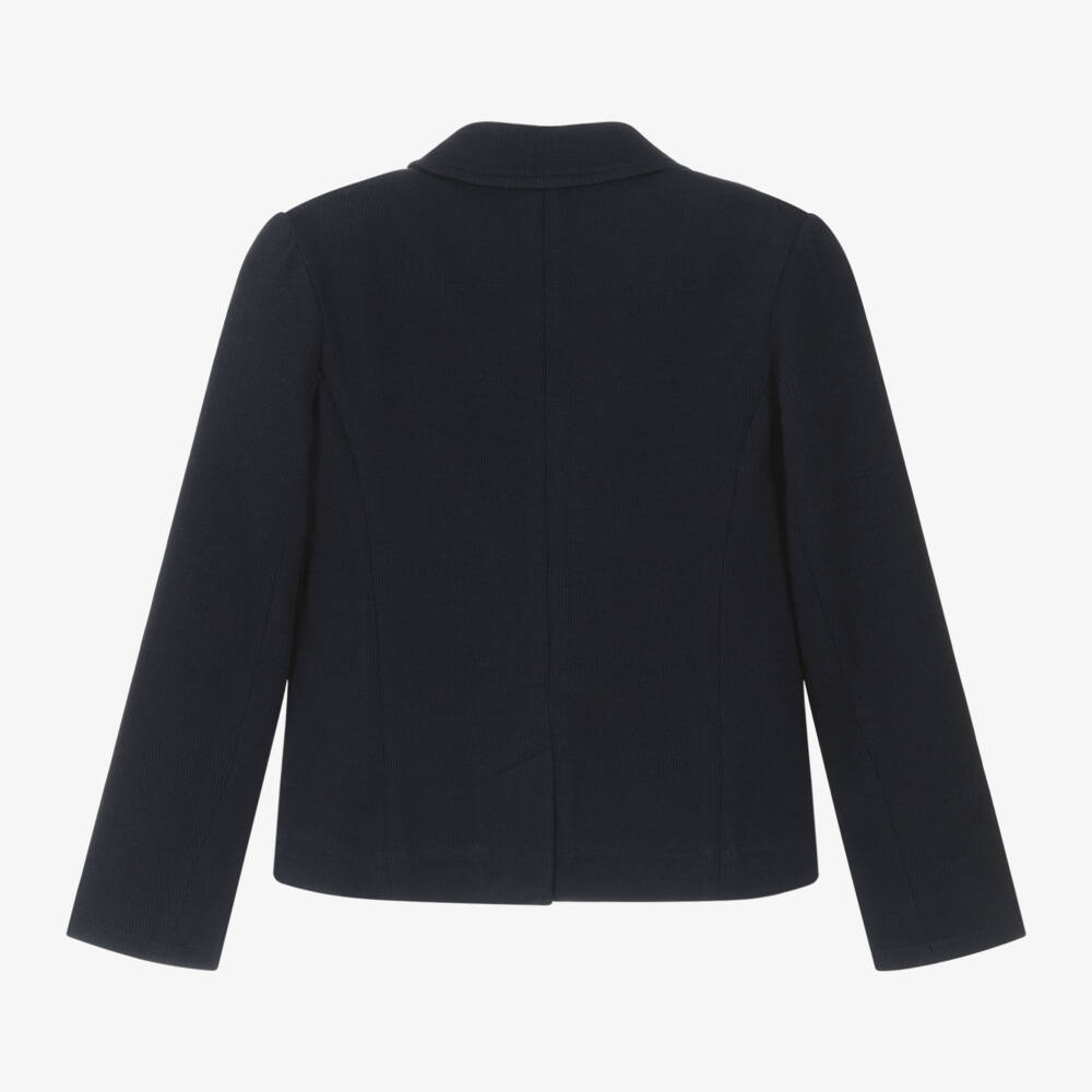 Ralph Lauren-Girls Navy Monogram Wool Blazer | Childrensalon Outlet