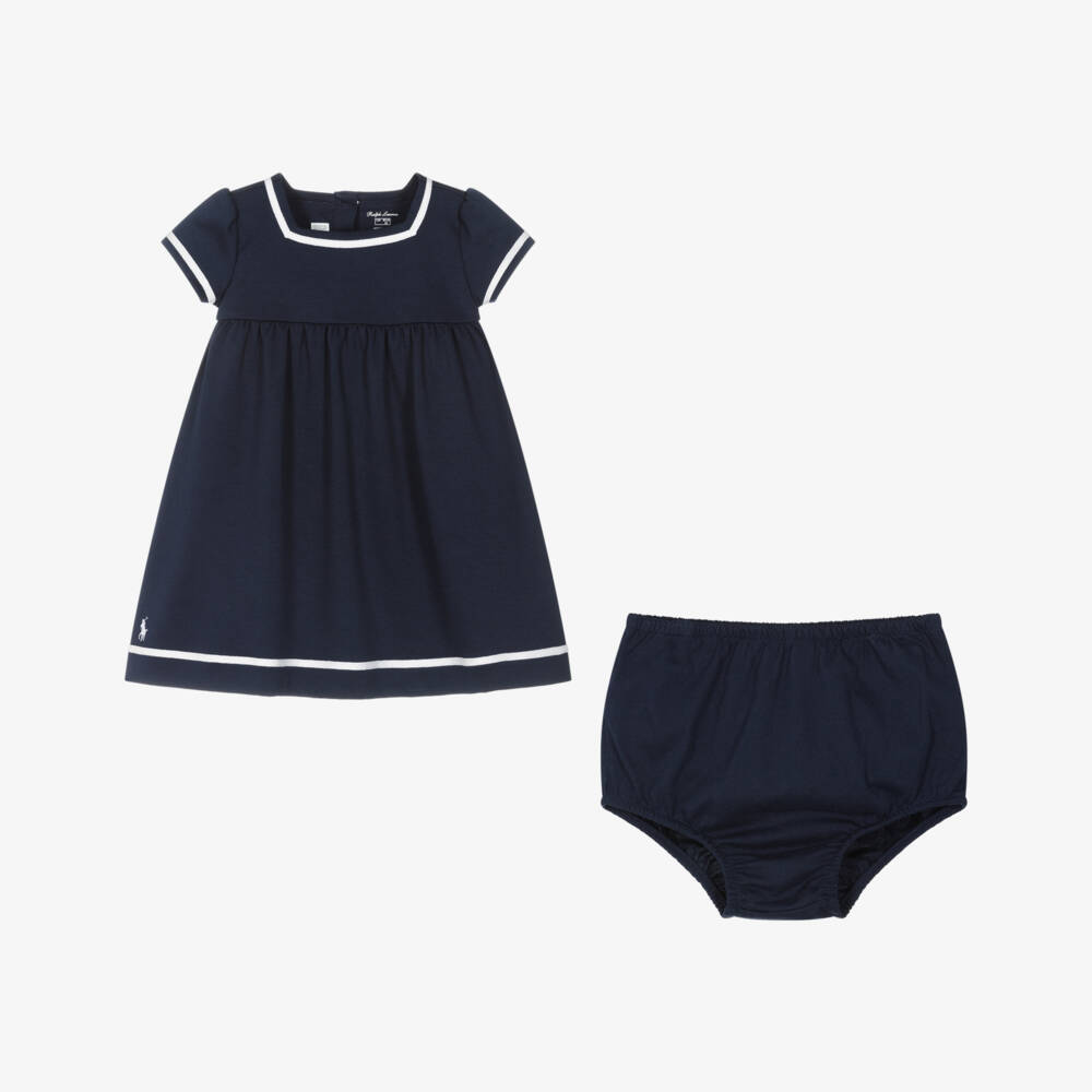Ralph Lauren-Girls Navy Nautical Charm Dress | Childrensalon Outlet