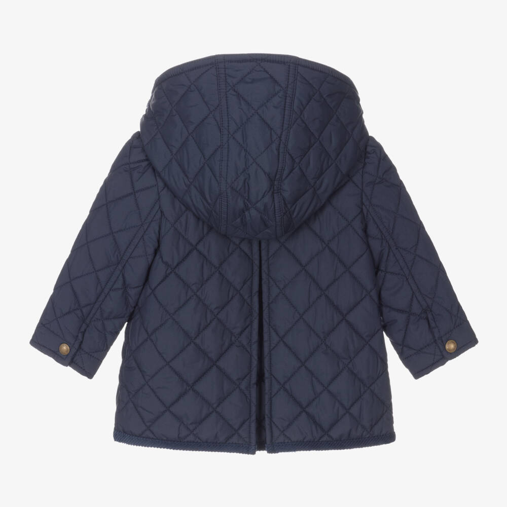 Ralph Lauren-Girls Navy Quilted Hooded Coat | Childrensalon Outlet
