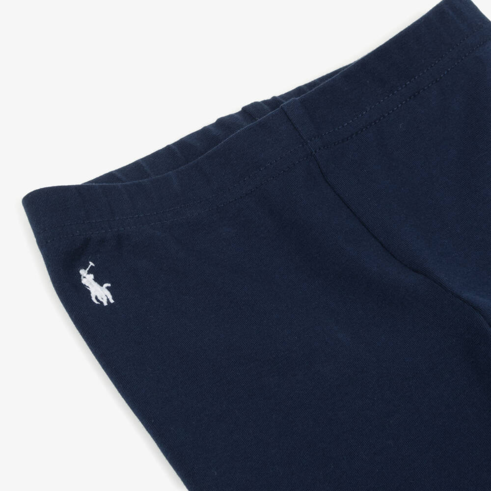 Ralph Lauren-Girls Navy Soft Cotton Leggings | Childrensalon Outlet