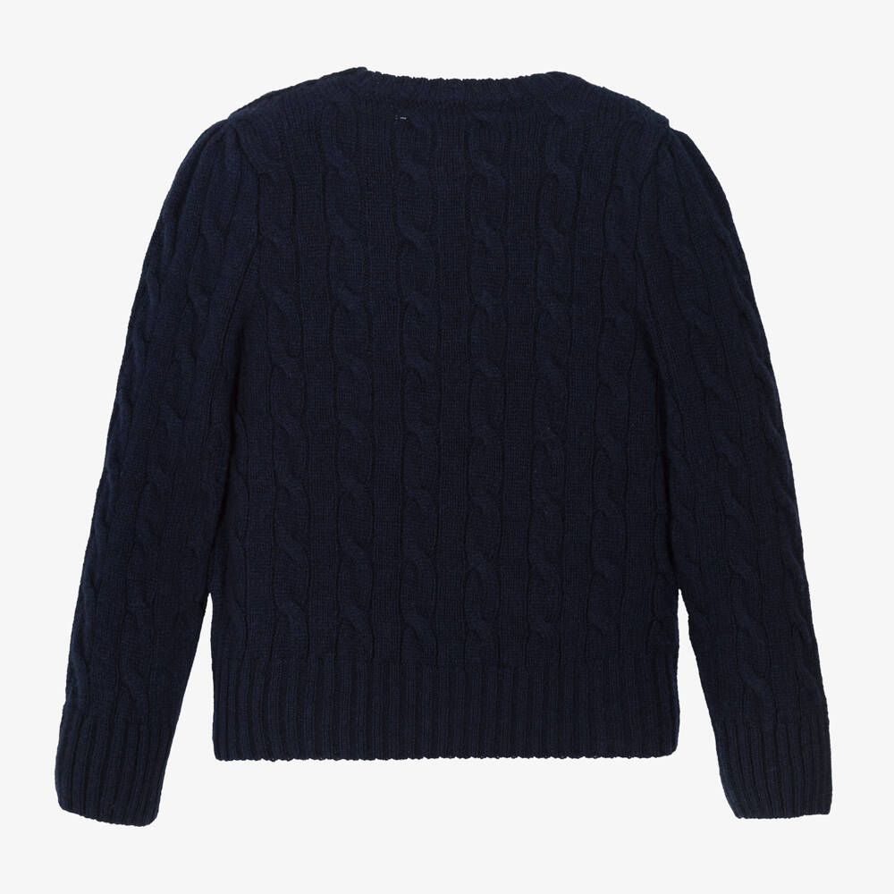 Ralph Lauren-Girls Navy Wool & Cashmere Jumper | Childrensalon Outlet