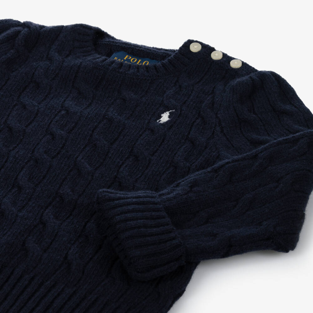 Ralph Lauren-Girls Navy Wool & Cashmere Jumper | Childrensalon Outlet