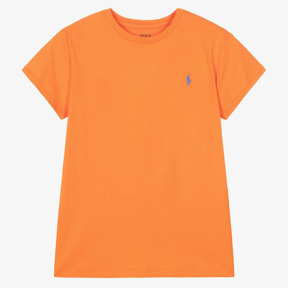 Ralph Lauren - تيشيرت تينز بناتي قطن لون برتقالي | Childrensalon