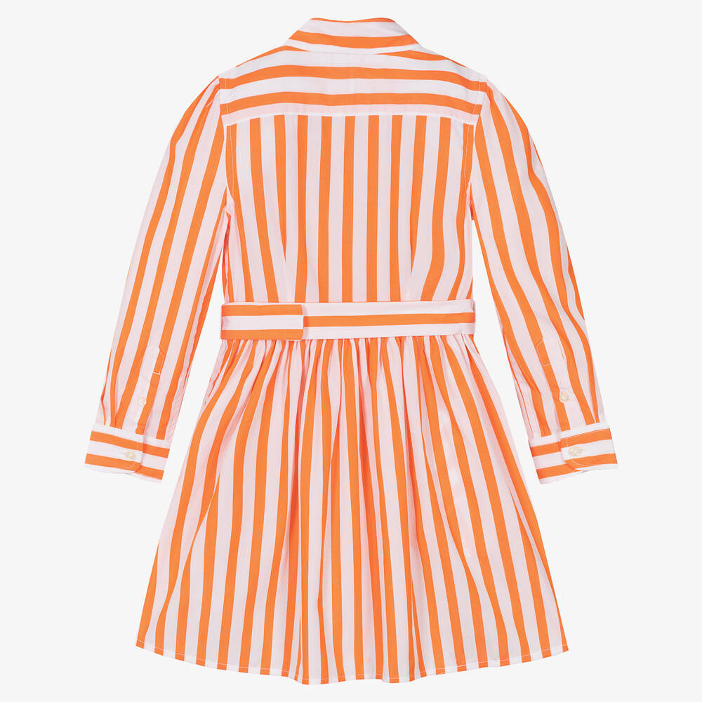 Orange striped shirt dress clearance