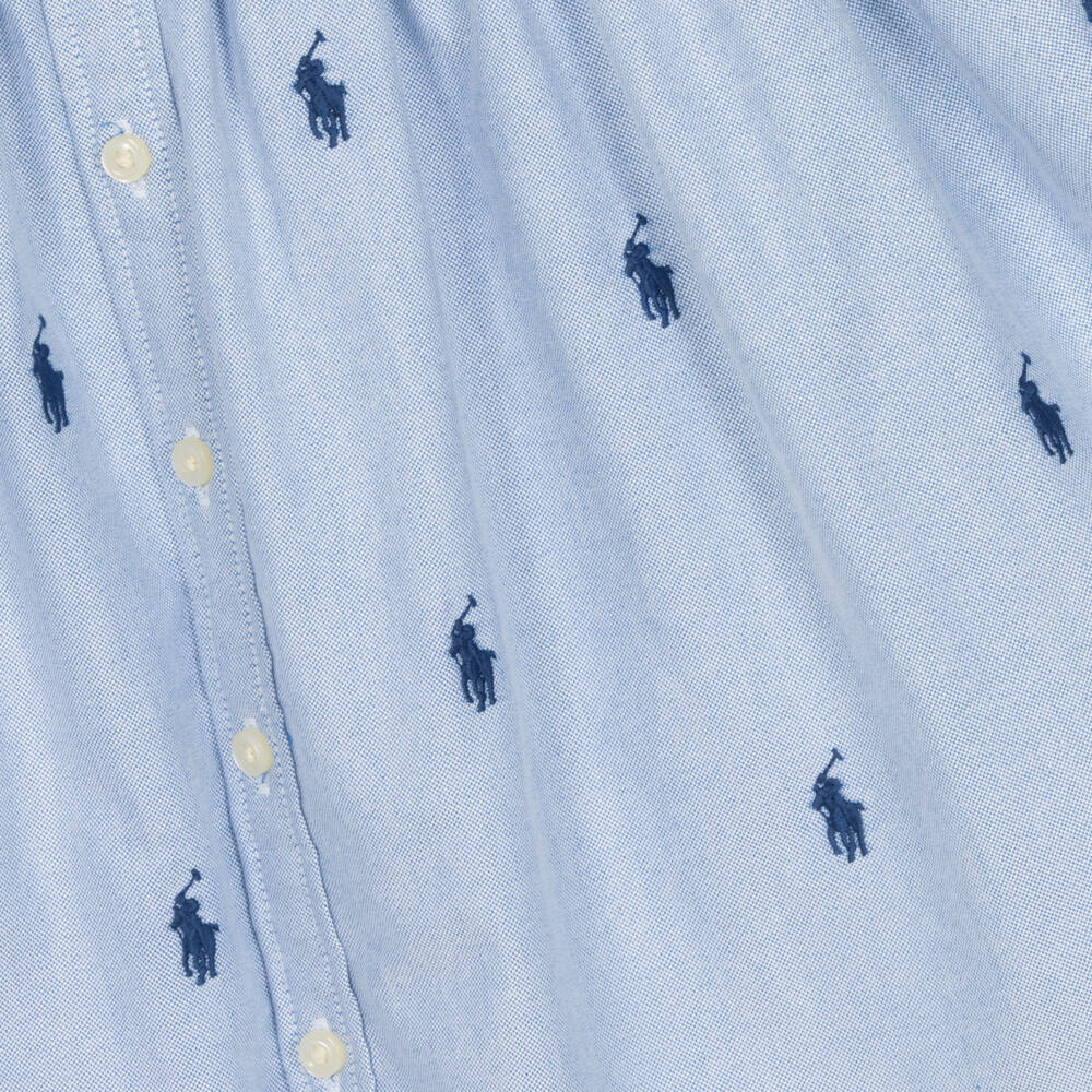 Ralph Lauren-Girls Oxford Blue Cotton Dress | Childrensalon Outlet