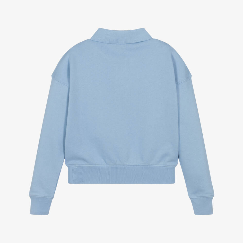 Ralph Lauren-Girls Pale Blue Jersey Polo Style Sweatshirt | Childrensalon Outlet