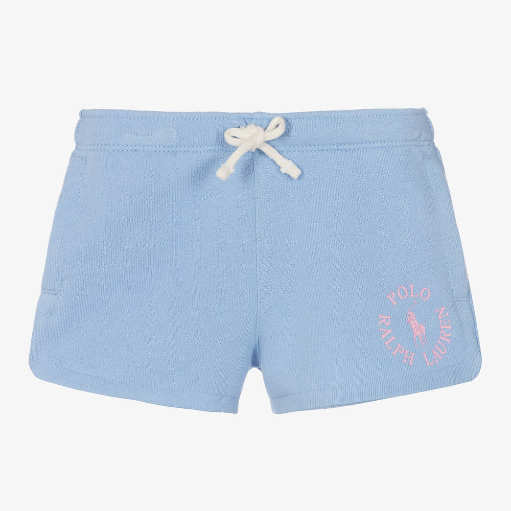 Ralph Lauren Girls Pale Blue Jersey Shorts Childrensalon Outlet