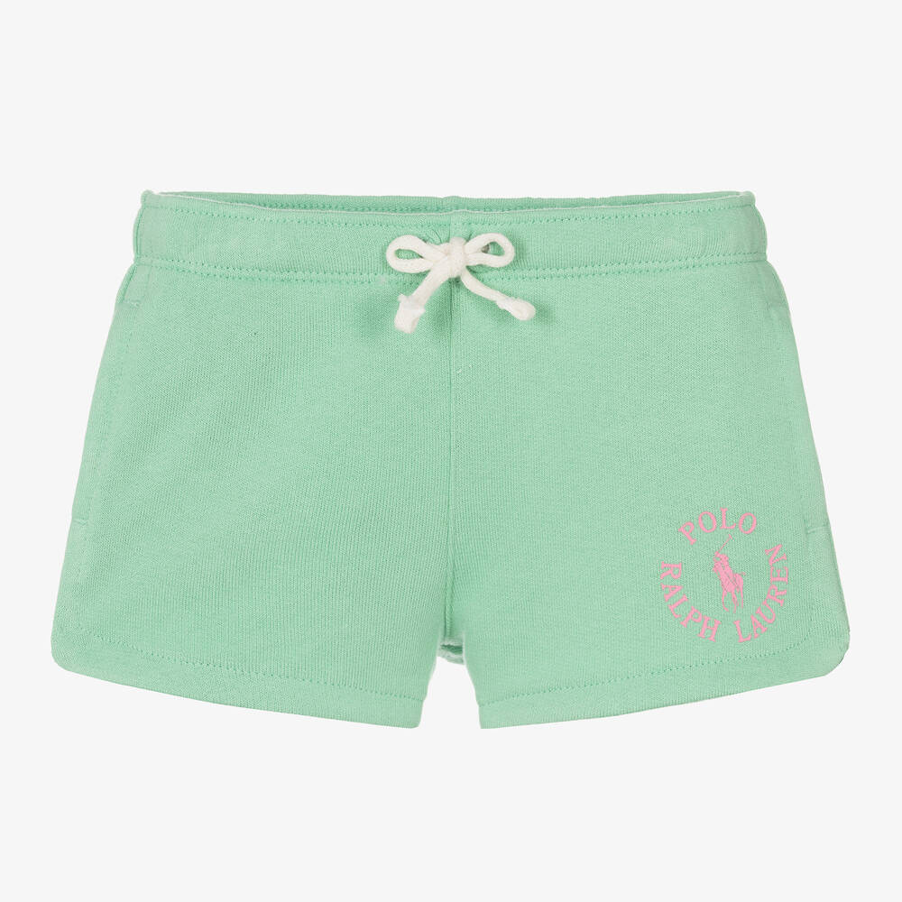 Ralph Lauren - Girls Pale Green Jersey Shorts | Childrensalon