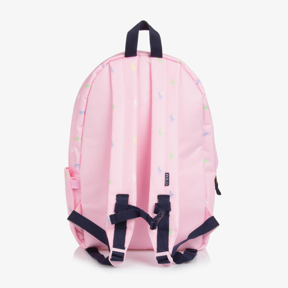 Ralph Lauren-Girls Pale Pink Canvas Pony Logo Backpack (45cm) | Childrensalon Outlet