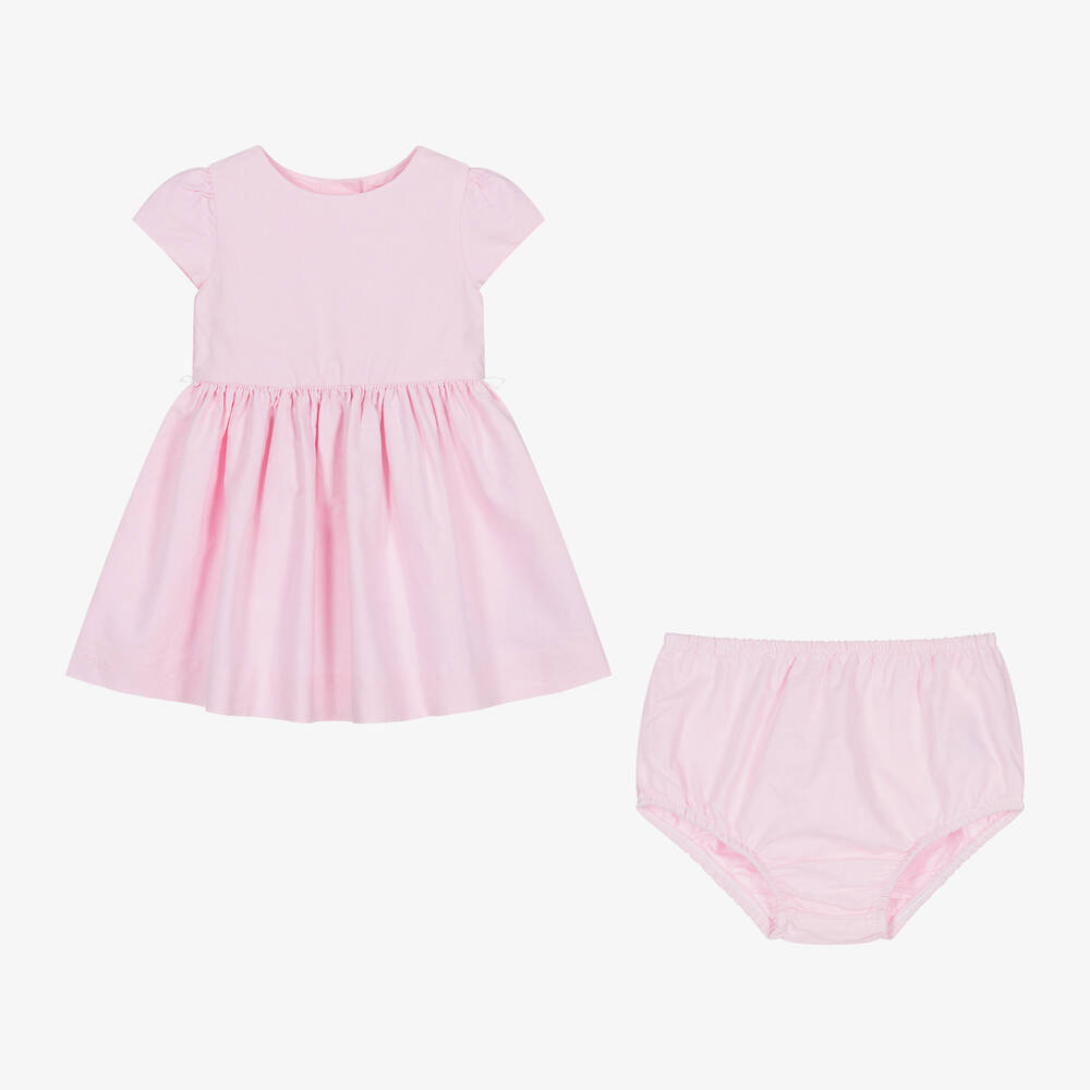 Ralph Lauren-Girls Pale Pink Cotton Dress | Childrensalon Outlet