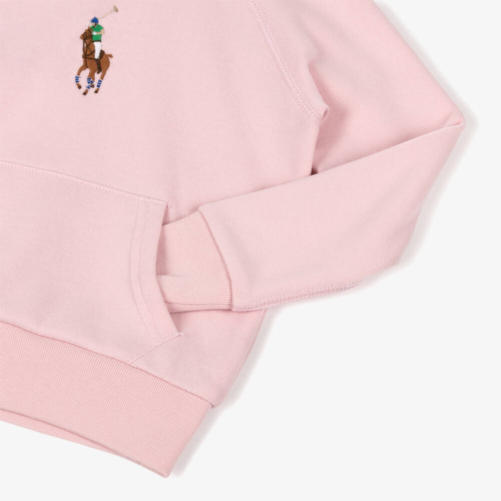 Ralph Lauren-Girls Pale Pink Cotton Logo Hoodie | Childrensalon Outlet