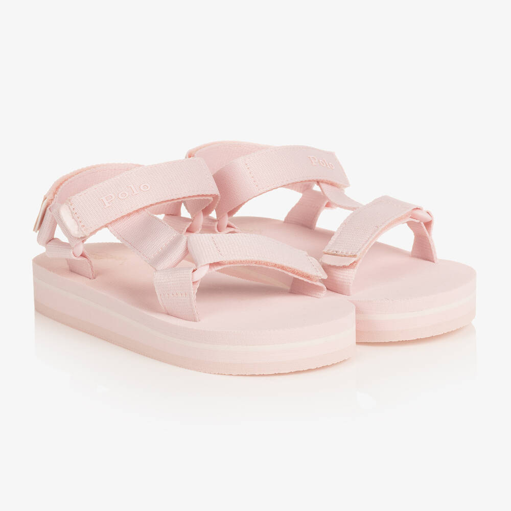 Polo Ralph Lauren - Hellrosa Gurtband-Plateausandalen | Childrensalon