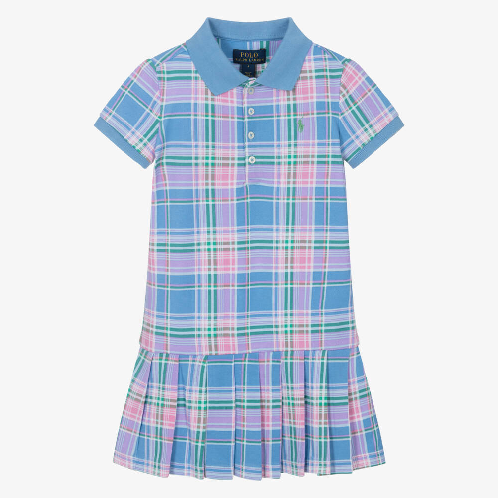 Ralph Lauren-Girls Pastel Plaid Cotton Polo Dress | Childrensalon Outlet
