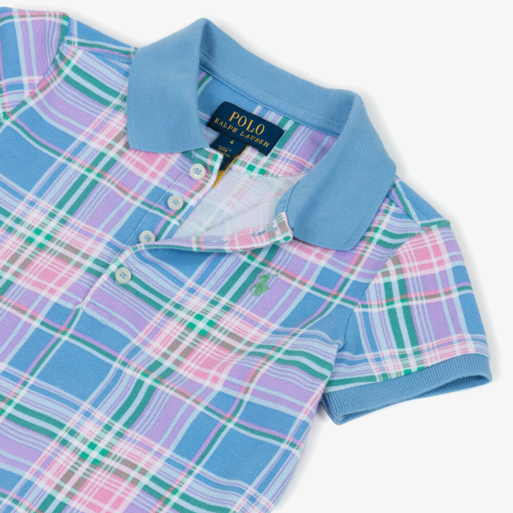 Ralph Lauren-Girls Pastel Plaid Cotton Polo Dress | Childrensalon Outlet