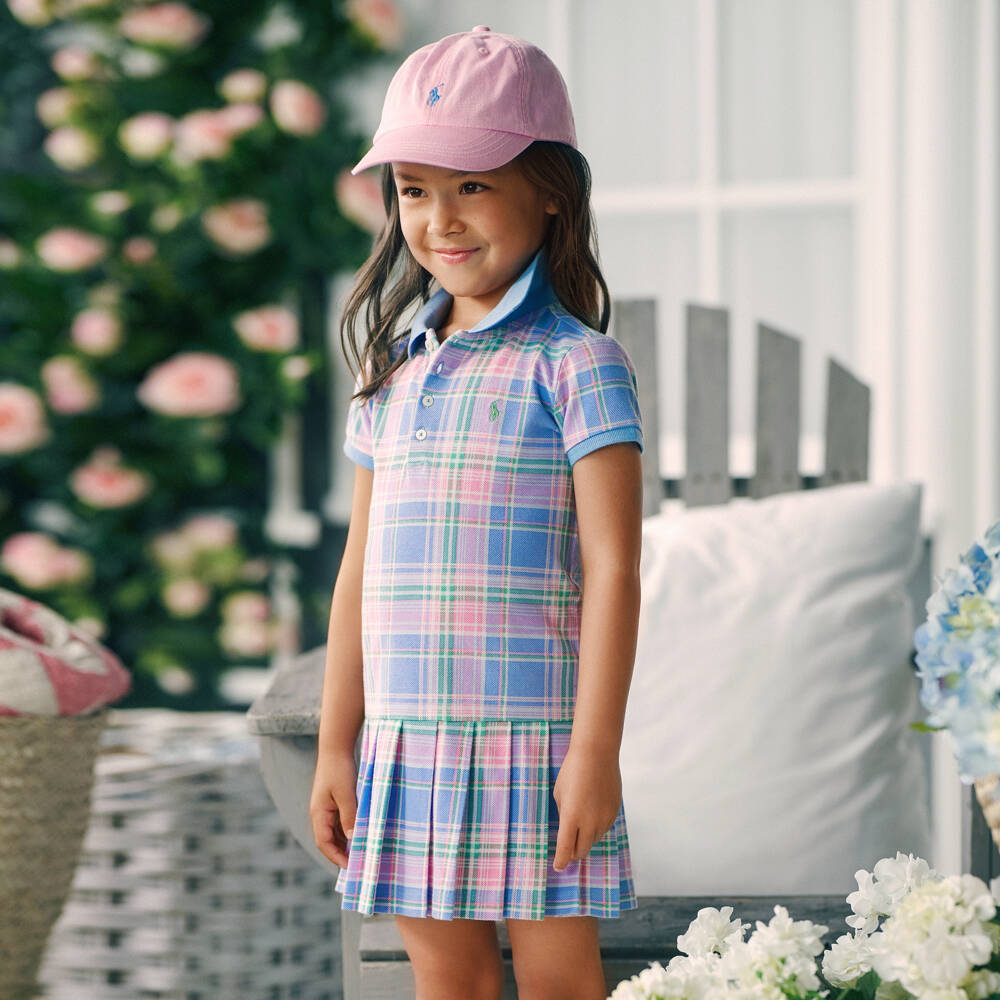 Ralph Lauren-Girls Pastel Plaid Cotton Polo Dress | Childrensalon Outlet