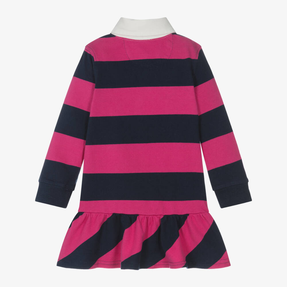 Ralph Lauren-Girls Pink and Navy Rugby Dress | Childrensalon Outlet
