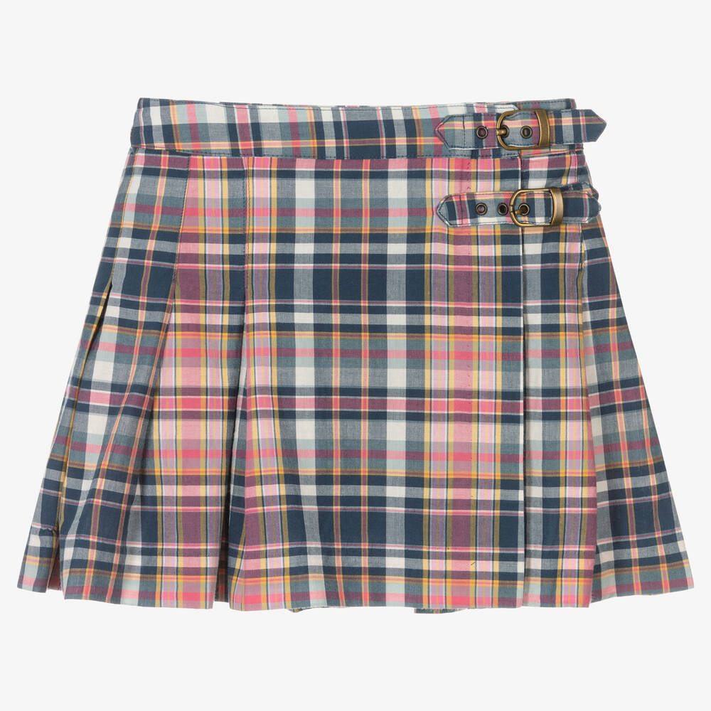 Polo Ralph Lauren - Girls Pink & Blue Check Skirt | Childrensalon