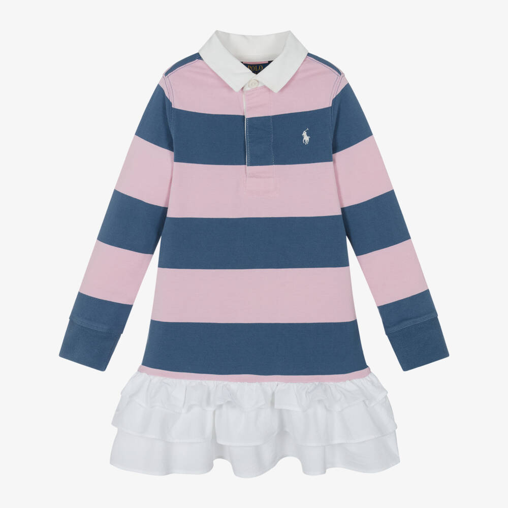 Ralph Lauren-Платье регби розовое и синее для девочек | Childrensalon Outlet