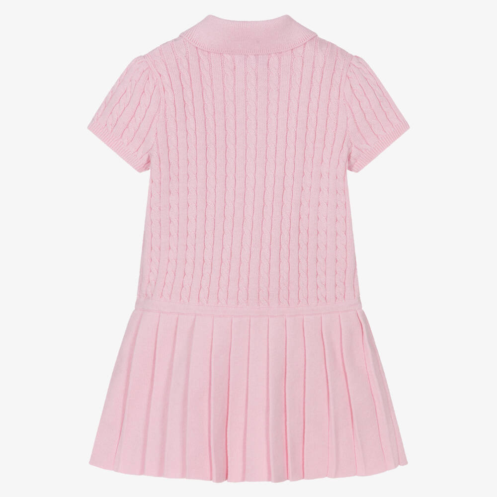 Ralph Lauren-Girls Pink Cable-Knit Cotton Dress | Childrensalon Outlet