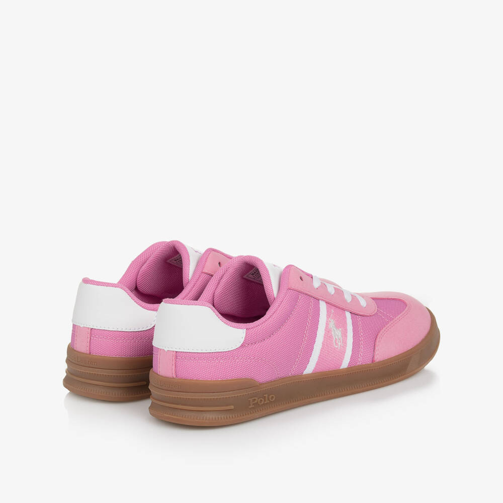 Ralph Lauren-Girls Pink Canvas Logo Sneakers | Childrensalon Outlet