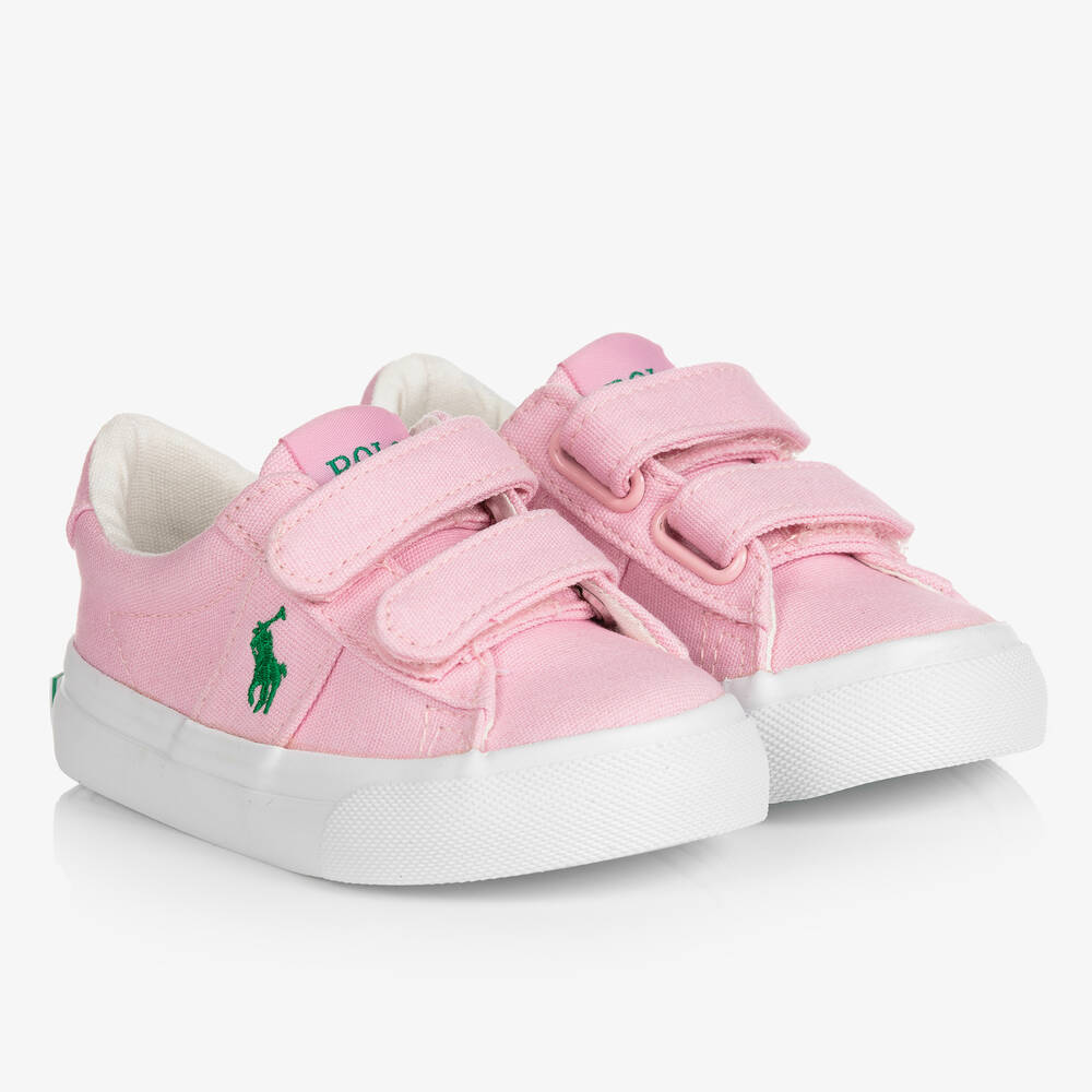 Polo Ralph Lauren - Girls Pink Canvas Trainers | Childrensalon