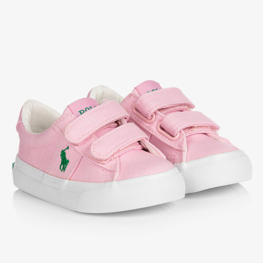 Polo Ralph Lauren Girls Pink Canvas Trainers Childrensalon Outlet