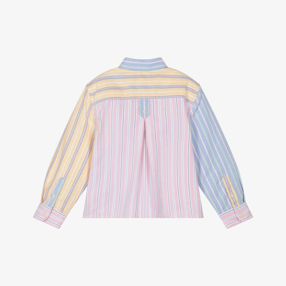 Ralph Lauren-Girls Pink Colourblock Oxford Cotton Shirt | Childrensalon Outlet