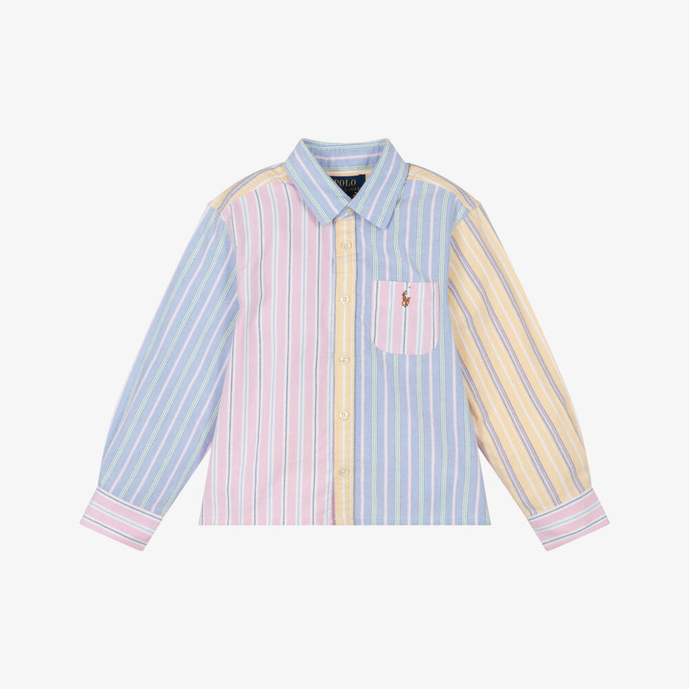 Ralph Lauren-Girls Pink Colourblock Oxford Cotton Shirt | Childrensalon Outlet