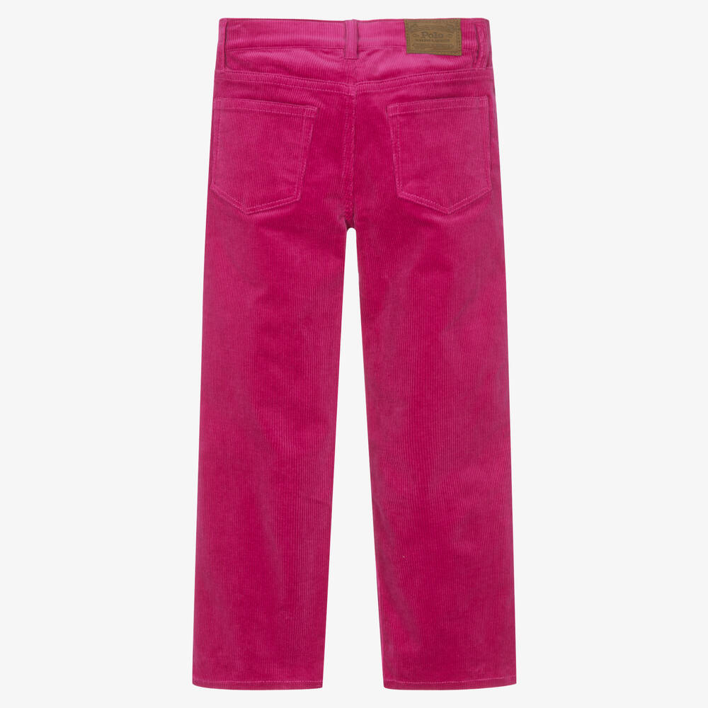 Bright pink corduroy shop pants