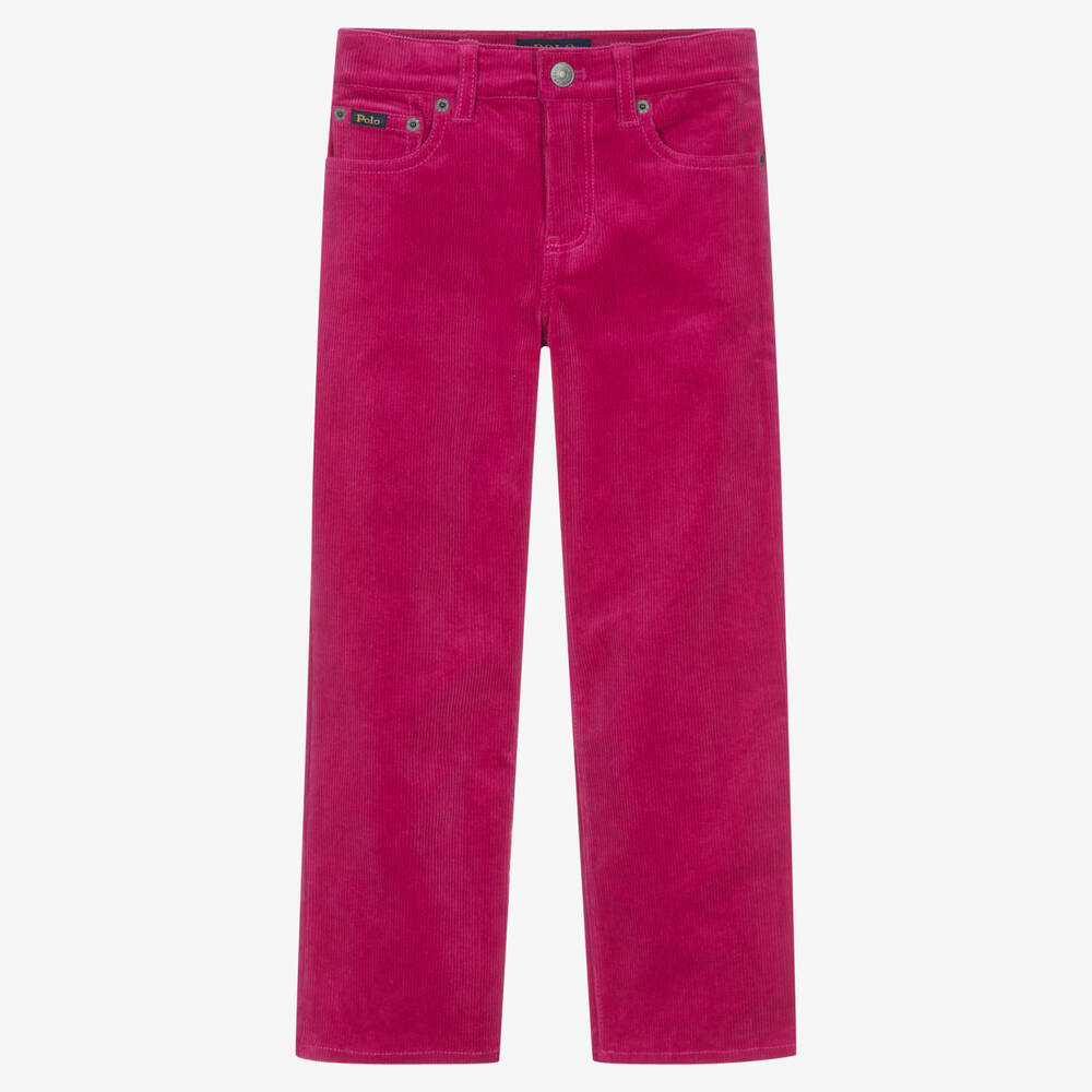 Ralph Lauren - Girls Pink Cotton Corduroy Jeans | Childrensalon