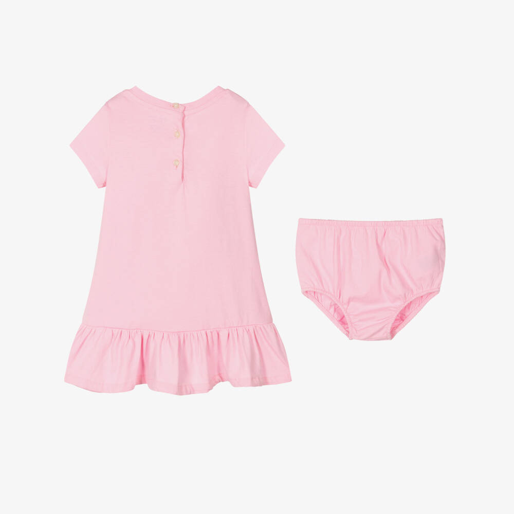 Ralph Lauren-Girls Pink Cotton Floral Dress Set | Childrensalon Outlet
