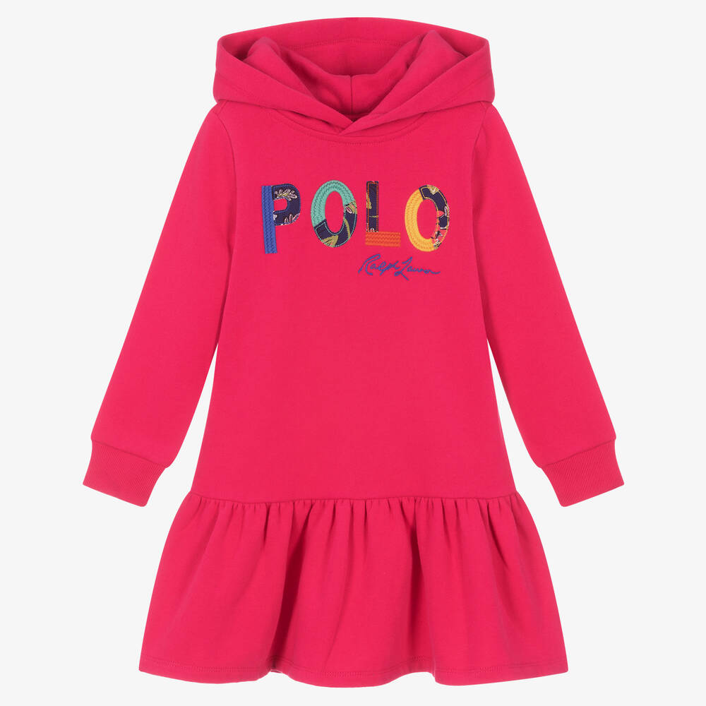 Ralph Lauren - Pinkes Baumwoll-Kapuzenkleid | Childrensalon