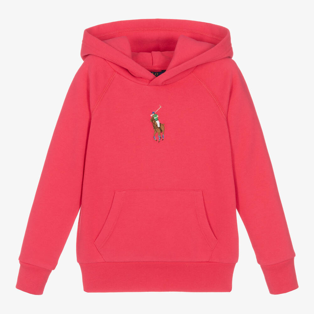 Ralph Lauren - Girls Pink Cotton Hoodie | Childrensalon