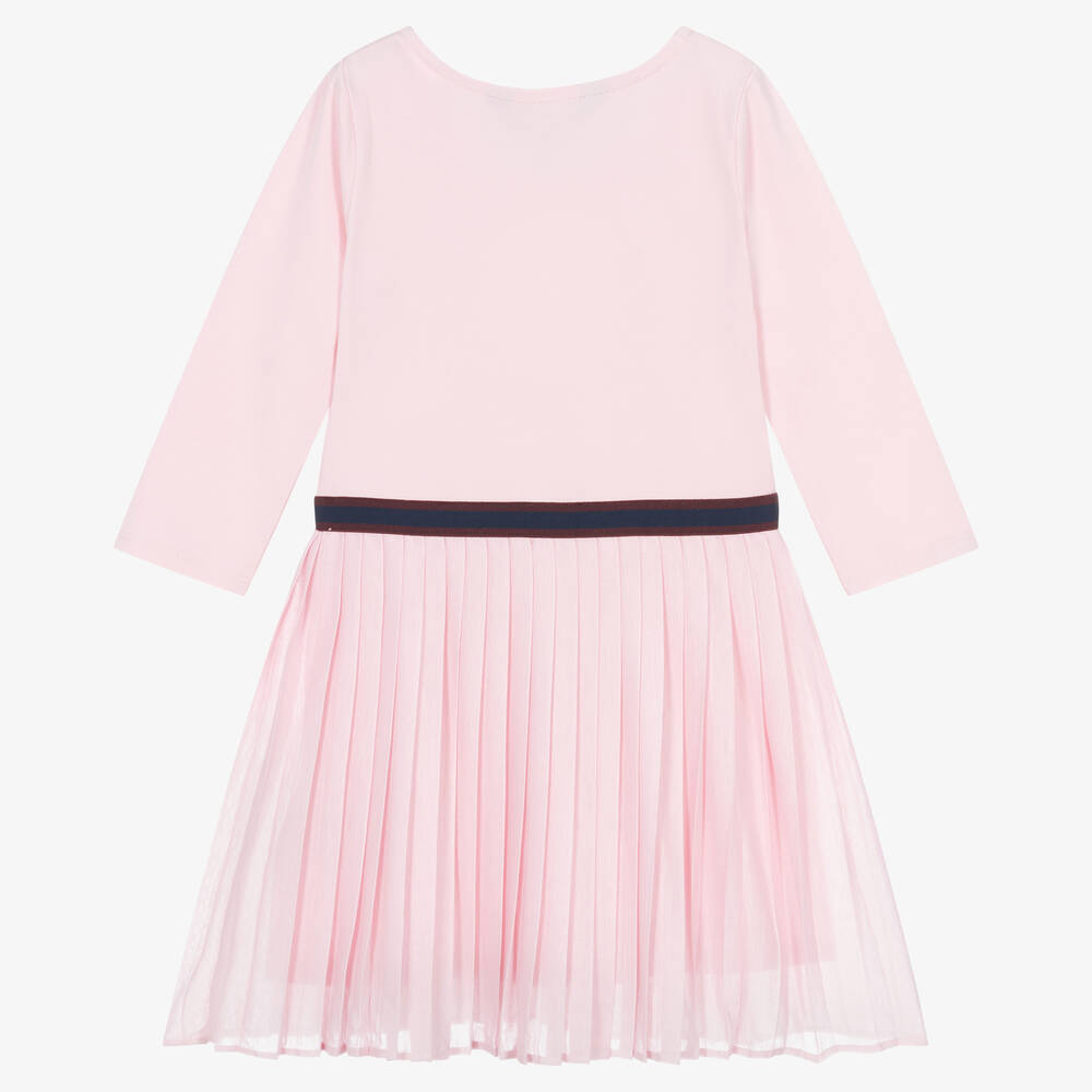 Ralph Lauren-Розовое плиссированное платье из хлопкового джерси | Childrensalon Outlet