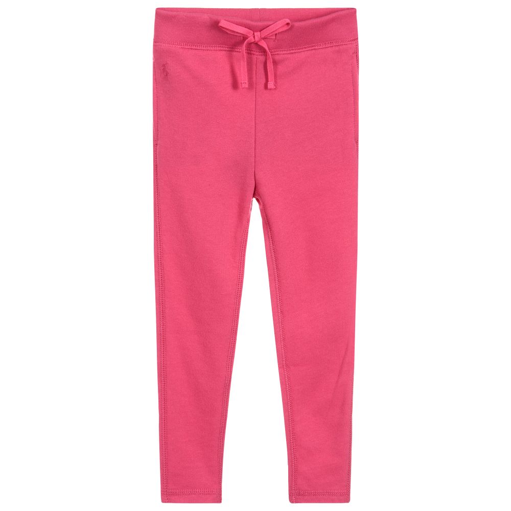 Polo Ralph Lauren - Girls Pink Cotton Joggers | Childrensalon