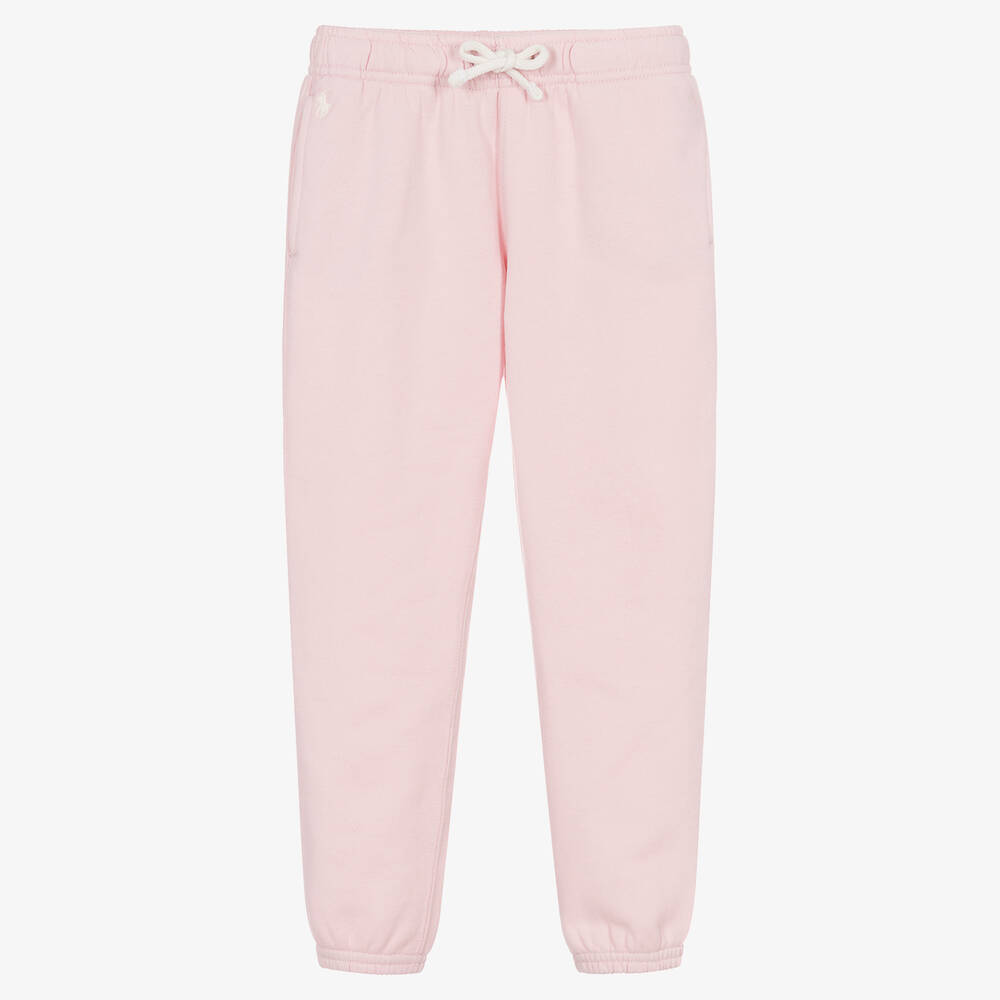 Ralph Lauren - Girls Pink Cotton Joggers | Childrensalon