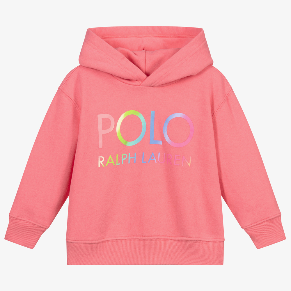 Polo Ralph Lauren - Girls Pink Cotton Logo Hoodie | Childrensalon