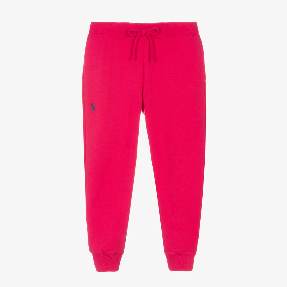 Polo Ralph Lauren - Girls Pink Cotton Logo Joggers | Childrensalon