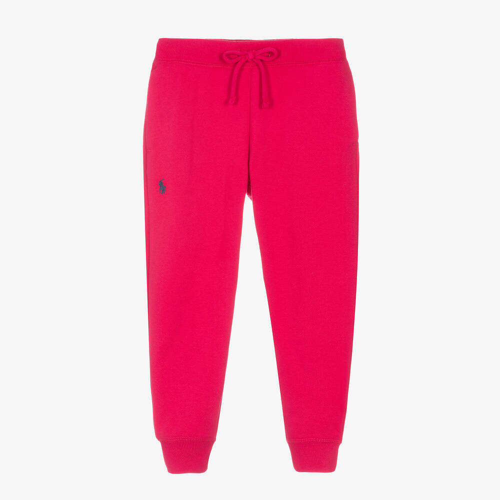 Girls Pink Cotton Logo Joggers
