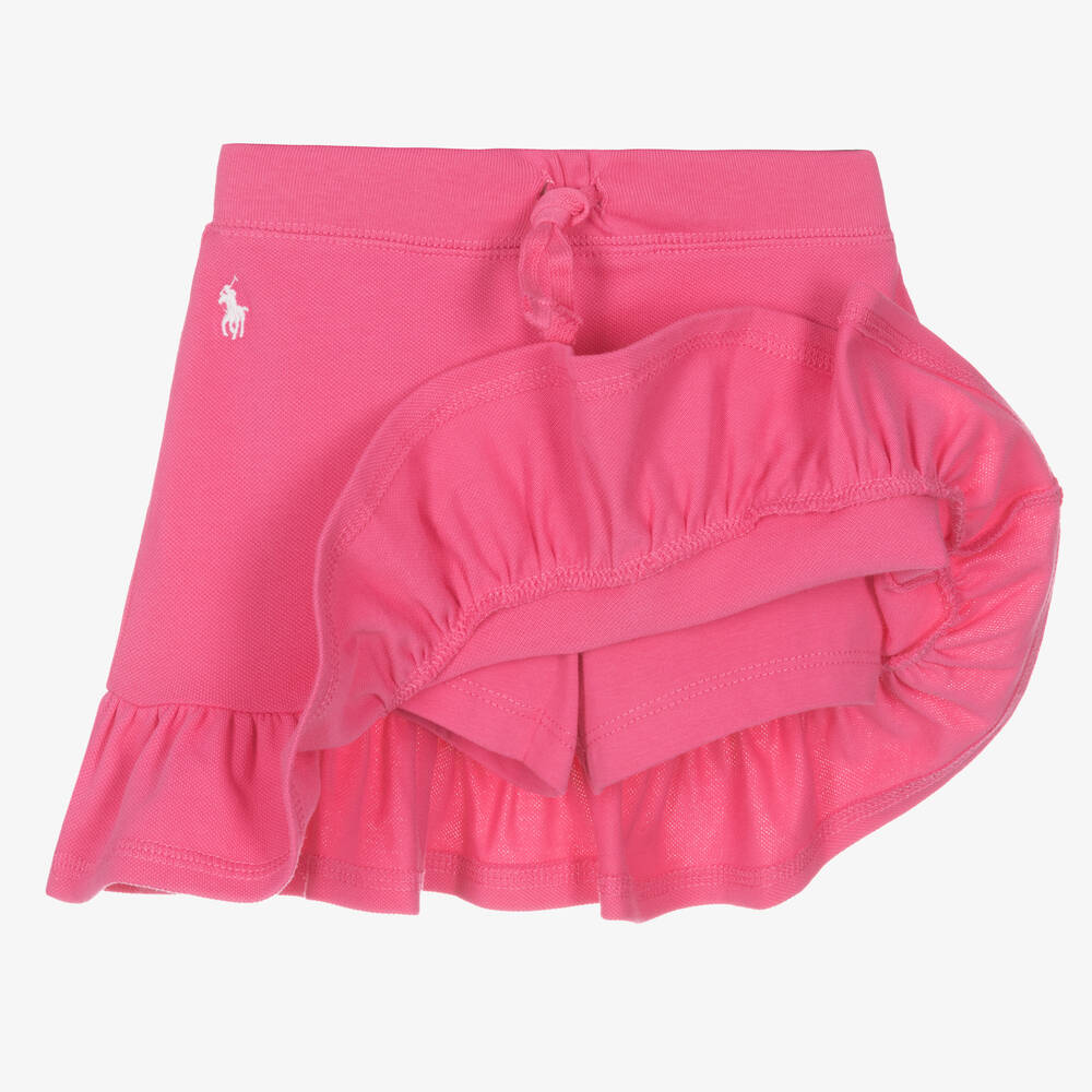 Polo Ralph Lauren-Girls Pink Cotton Logo Skirt | Childrensalon Outlet