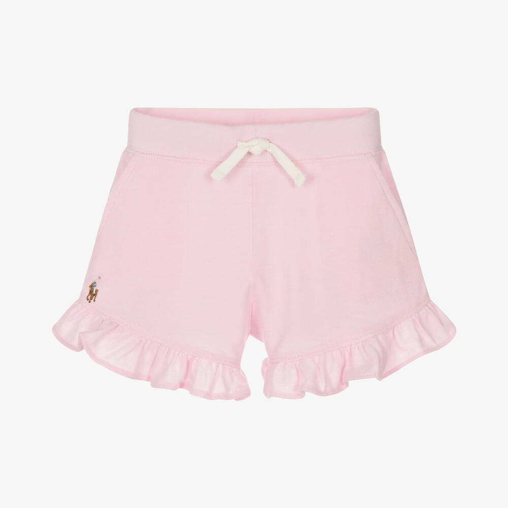 Polo Ralph Lauren - Rosa Baumwollpiqué-Rüschenshorts | Childrensalon